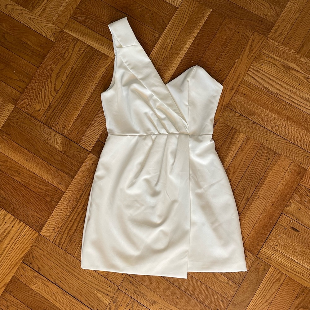 White One Shouldered Mini Dress ~ Bridal Shower Dress ~ Bachelorette Party Dress